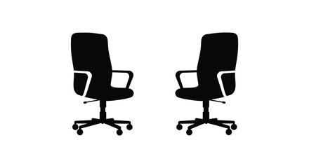 Two office chairs facing forward a striking black shape silhouette