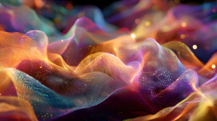 A surreal illustration of colorful energy waves blending into each other with glowing highlights