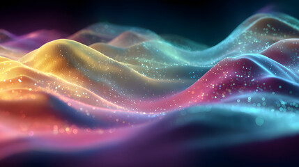 A surreal illustration of colorful energy waves blending into each other with glowing highlights