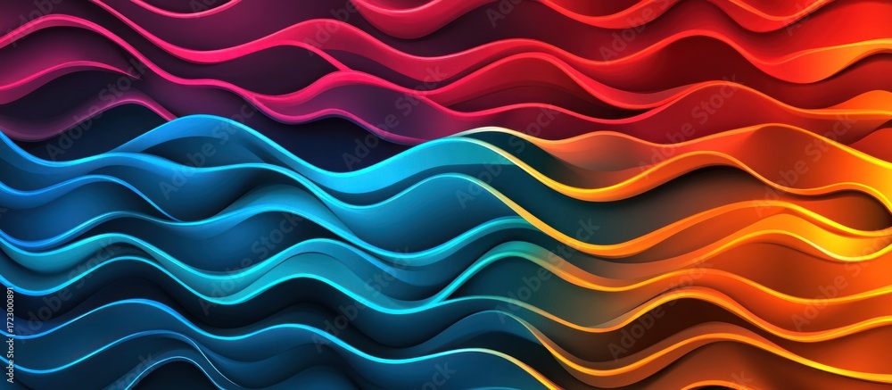 Poster vibrant abstract waves with contrasting colors and dynamic flow for creative designs