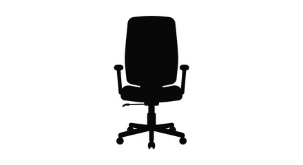 A black office chair is presented in a stark defined silhouette