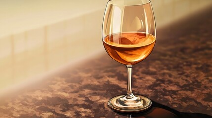 Elegant Wine Glass with Golden Liquid on a Textured Surface