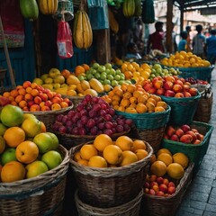 fruits and vegetables in a market