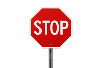 Red stop sign isolated on white background