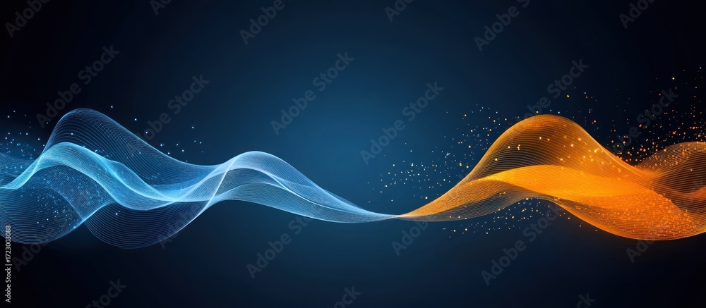 Poster dynamic wave pattern abstract background with blue and orange gradients