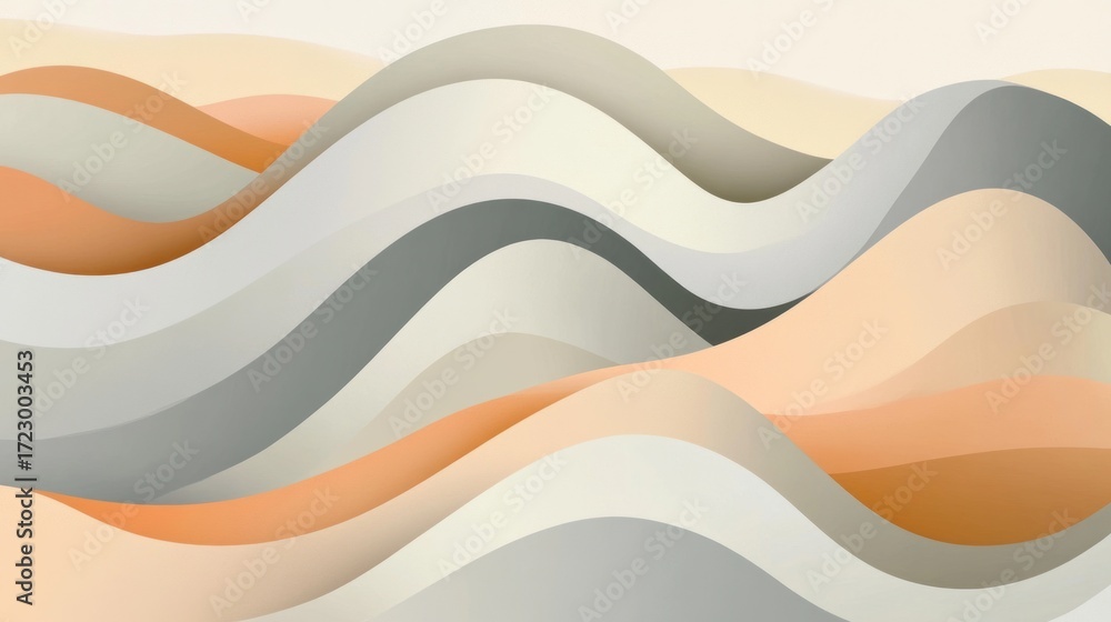 Poster elegant minimalist background featuring abstract waves in soft neutral tones