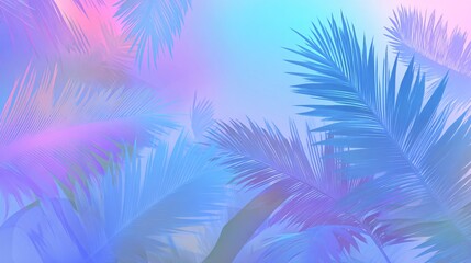 Obraz premium pastel abstract gradient with tropical palm leaf shadows, modern minimal design, copyspace