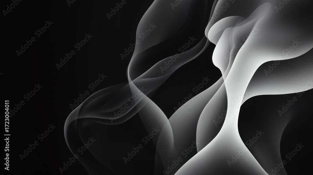 Poster elegant abstract waves on a black backdrop create a minimalist modern art visual