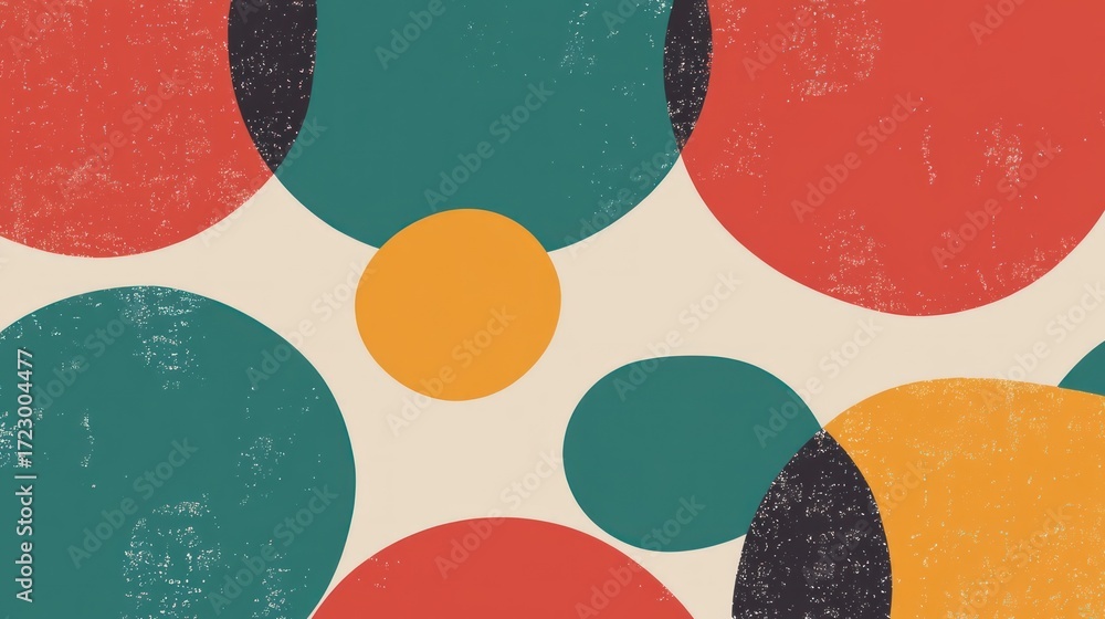 Poster abstract retro circle pattern with grunge texture background design