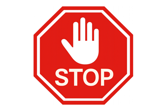Stop sign set vector illustration on red octagon road symbol