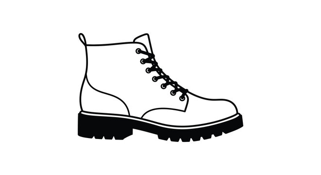 black and white combat boot outline clip art preview