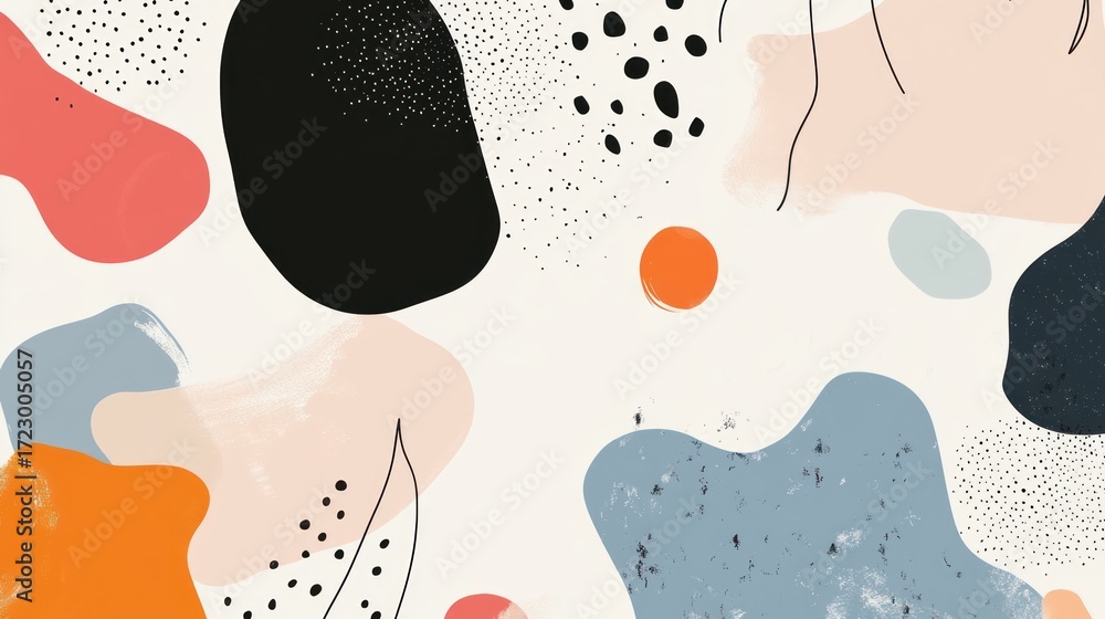 Poster abstract painting style background with geometric elements and shapes