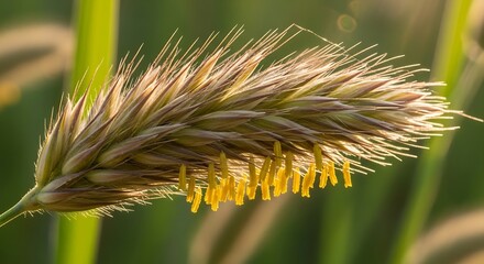 Close-up of a Foxtail Plant Head in Natural Light.