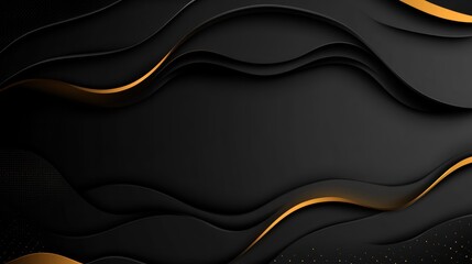 Elegant black and gold abstract background with wavy layers design