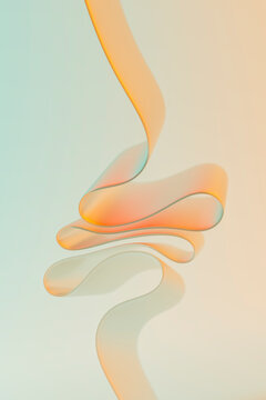 Fototapeta 3D glass ribbon abstract flow orange teal pastel