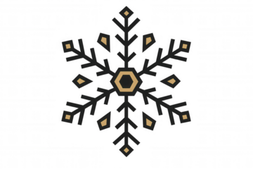 Snowflake vector icon representing winter, cold, and christmas holidays on a transparent background