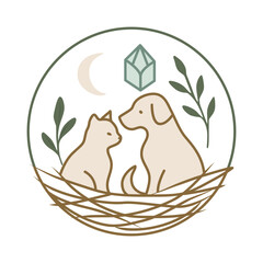 cats and dogs in nests