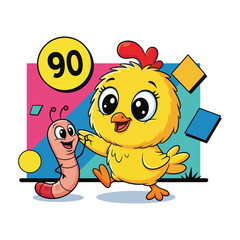 vector illustration of chicken and worms