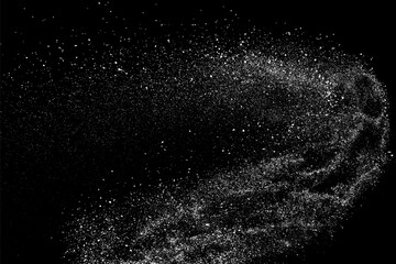 Fototapeta na wymiar Distressed white grainy texture. Dust overlay textured. Grain noise particles. Snow effects pack. Rusted black background. Vector illustration, EPS 10.