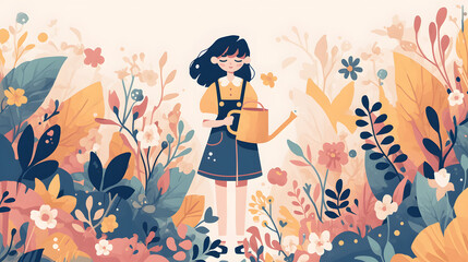flat vector abstract illustration woman