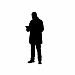 Parole officer reading psychological evaluation report silhouette