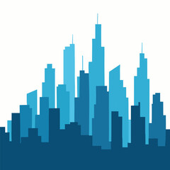 Fototapeta premium Set of cityscape background. Skyline silhouettes. Modern architecture. Horizontal banner with megapolis panorama. Building icon. Vector illustration. City silhouettes