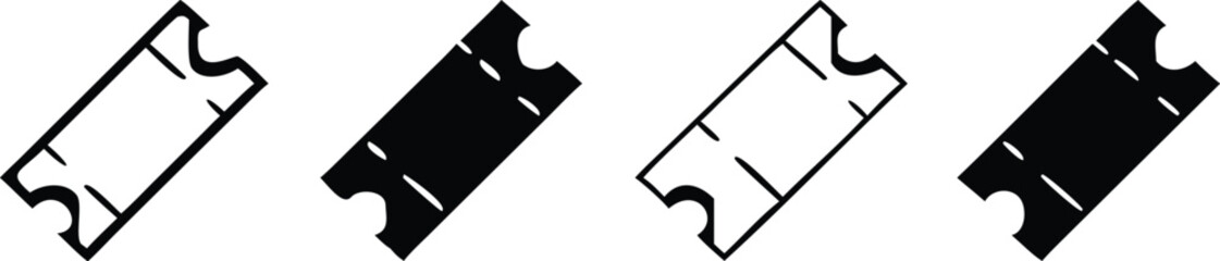 Ticket admit icon set. Movie ticket stub sign. Line raffle ticket icon 
