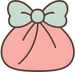 민트색 리본의 보자기 선물