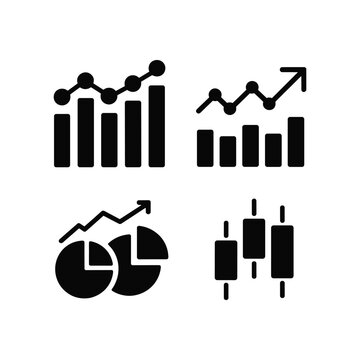 Four distinct financial charts representing growth trends analysis and market data visualization
