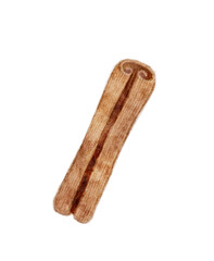  A digital watercolor illustration of a cinnamon stick, ideal for adding a warm, aromatic touch to a design.
