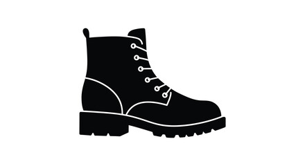 Black combat boot graphic illustration a simple footwear design silhouette