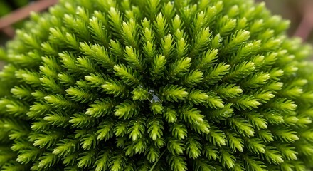 Close-up view of vibrant green moss sphere.