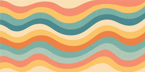 Seamless vector illustration of an abstract colorful wave background with a vibrant rainbow pattern and curving lines