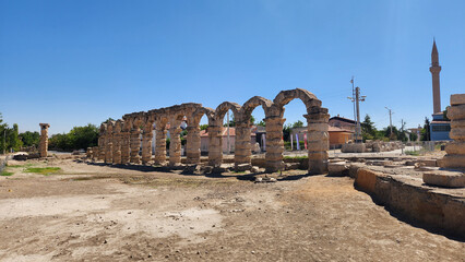 In Nigde Turkey, the aqueducts that once carried water to the ancient city of Tyana in todays...
