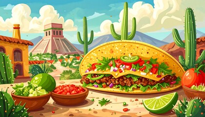 Taco in a desert setting