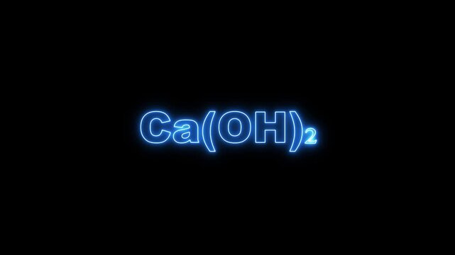 Calcium Hydroxide Chemical Formula Ca( OH)2 Neon Glow on Black Background Keywords: Ca( OH)2, calcium hydroxide, chemical formula, chemistry, science, element, compound, molecule