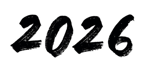 Hand drawn happy New Year doodle 2026 numbers Single element for calendar, card, banner, flyer, web, poster, design, decor