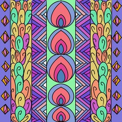 Colorful Geometric Seamless Pattern &ndash; Abstract Mandala Inspired Design