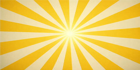The grunge sunburst design has retro sun rays with a yellow and orange texture illustration