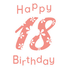 18 happy birthday delicate ash pink design with daisy print on transparent background