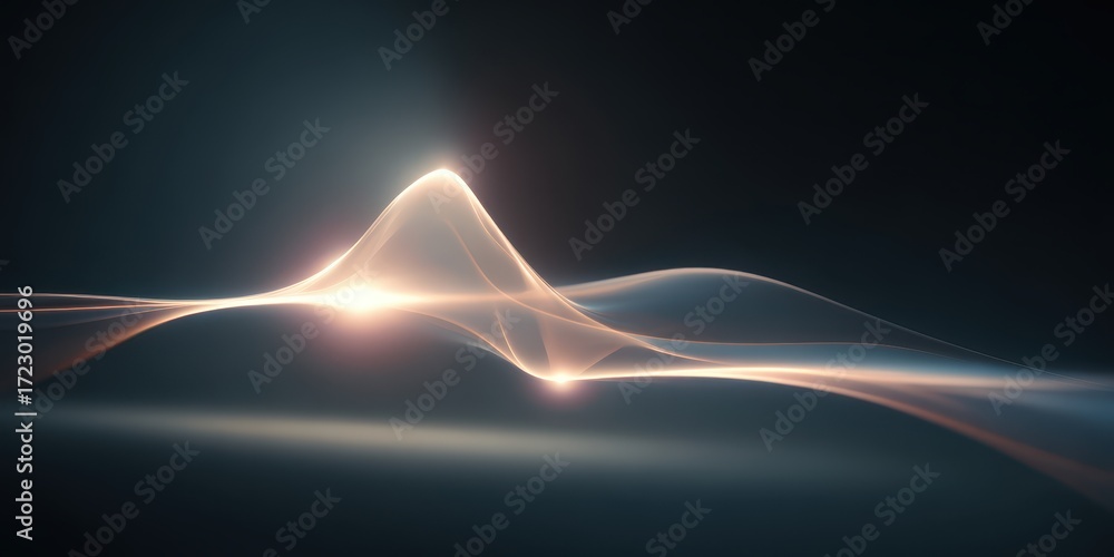 Poster luminous waves: a captivating display of light waves, gracefully flowing across a dark backdrop, evo