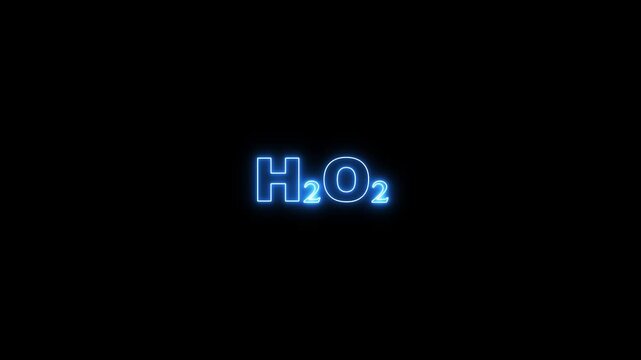 Blue Neon Chemical Formula H2 O2 Hydrogen Peroxide on Black Background H2O2 chemistry