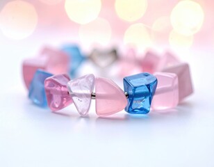 Pink, blue, & clear geometric bracelet