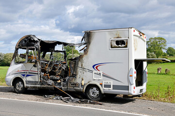 D859280 Burnt-out camper van
