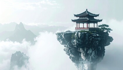 Misty mountaintop pagoda