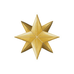 Golden Eight-Pointed Christmas Star Watercolor Illustration Isolated on White