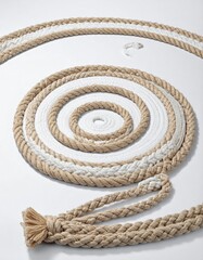 Beige and white braided ropes arranged
