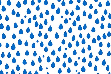 A repeating pattern of blue raindrops on a white background