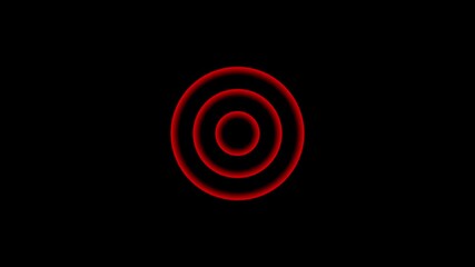 Abstract Red Concentric Circles Pulsating Glow on Black Background Minimalist Geometric Motion Graphic