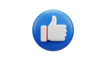 Isolated blue thumbs up emoji on the round button for social media like post and follow